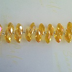 Transparent Facted Glass Beads, Top Drilled, Teardop, Gold, 11.5~12x6mm, Hole: 0.7mm, about 94~96pcs/strand, 43~46cm(GLAA-WH0031-58L)