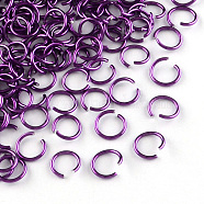 Aluminum Wire Open Jump Rings, Dark Violet, 20 Gauge, 6x0.8mm, Inner Diameter: 5mm, about 43000pcs/1000g(ALUM-R005-0.8x6-11)