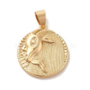 Real 18K Gold Plated Zodiac Theme Brass Pendants, Capricorn, 22.5~23x20.5~21x2~3mm, Hole: 6x4mm(KK-M273-04L-G)