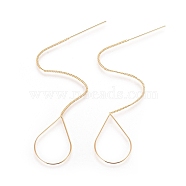 Brass Stud Earring Findings, Ear Threads, Teardrop, Nickel Free, Real 18K Gold Plated, 105~115mm(include pin length), 25x16.5mm, pin: 0.6mm(X-KK-S345-066)