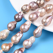 Natural Baroque Pearl Keshi Pearl Beads Strands, Cultured Freshwater Pearl, Potato, Purple, 13~28x10.5~14mm, Hole: 0.6mm, about 18~26pcs/strand, 14.96 inch~15.83 inch(38~40.2cm)(PEAR-S019-02D)