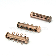 4-Strands 8-Holes Tube Brass Magnetic Slide Lock Clasps, Nickel Free, Red Copper, 25x10x6mm, Hole: 2mm(KK-D474-R-NF)