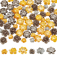 Elite 96Pcs 6 Style  Iron Bead Caps, Flower, Platinum & Golden, 14~24x5.5~9mm, Hole: 1.2~1.4mm, 16pcs/style(IFIN-PH0005-14)