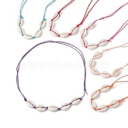 6Pcs 6 Color Natural Cowrie Shell Beaded Necklaces Set for Women, Waxed Cotton Cord Adjustable Necklaces, Mixed Color, 19.69~31.50 inch(50~80cm), 1Pc/color(NJEW-JN04590)