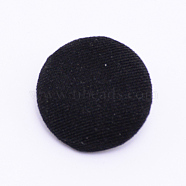 Cloth Shank Buttons, with Zinc Alloy Finding, Flat Round, for Overcoat Garment Accessories, Platinum, Black, 19x8mm, Hole: 3x3mm(BUTT-WH0016-03C-01)