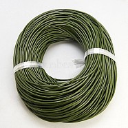 Cowhide Leather Cord, Leather Jewelry Cord, Jewelry DIY Making Material, Round, Dyed, Dark Olive Green, 2mm(WL-2MM-A14)