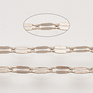 Brass Dapped Chains, Cable Chains, Soldered, Flat Oval, Rose Gold, 5.2x2.2x0.2mm(X-CHC-T008-01RG)