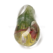Transparent Glass Beads, Imitation Gemstones, Twist Teardrop, Olive Drab, 21.5~22x13x11~12mm, Hole: 1.4mm(GLAA-B012-26C)