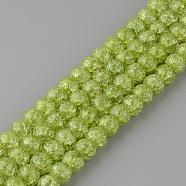 Synthetic Crackle Quartz Beads Strands, Round, Dyed, Yellow Green, 8mm, Hole: 1mm, about 50pcs/strand, 15.7 inch(GLAA-S134-8mm-18)