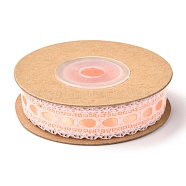 Polyester Ribbon with Flower Edge Trimming, Teardrop Pattern, for Gifts Wrapping Party Decorating, Light Salmon, 5/8 inch(15mm), about 5.4yards(5m)/roll(SRIB-F010-01C)
