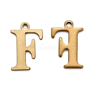 304 Stainless Steel Alphabet Charms, Antique Bronze, Letter.F, 12x8x1mm, Hole: 1mm(STAS-H122-F-AB)