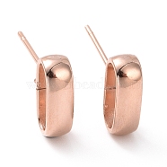 201 Stainless Steel Stud Earring Findings, with Horizontal Loop and 316 Stainless Steel Pin, Oval, Real Rose Gold Plated, 10x3.5mm, Hole: 2.5mm, Pin: 0.7mm(STAS-K241-23RG)