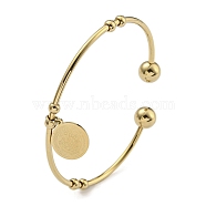 PVD Vacuum Plating 202 Stainless Steel Disc Charm Open Cuff  Bangles for Women, Golden, Inner Diameter: 1-7/8x2-1/4 inch(4.8x5.8cm), 2~8mm(BJEW-M317-03G)