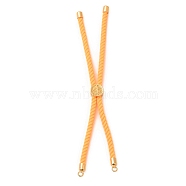 Twisted Nylon Cord Silder Bracelets, Link Bracelet Making for Connector Charm, with Long-Lasting Plated Golden Brass Cord End & Alloy Tree of Life, Dark Orange, 8-3/4~8-7/8 inch(22.2~22.6cm), Hole: 2mm(DIY-B066-03G-12)