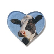 Opaque Acrylic Pendants, Cow, Heart, Steel Blue, 37x40x2mm, Hole: 1.6mm(SACR-P020-A02)