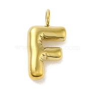 304 Stainless Steel Pendants, Real 14K Gold Plated, Balloon Letter Charms, Bubble Puff Initial Charms, Letter F, 24x13x5mm, Hole: 4mm(STAS-K263-47G-F)