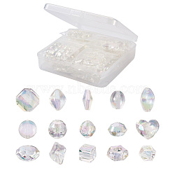 Yilisi 150Pcs 15 Style Transparent Acrylic Beads, AB Color Plated, Mixed Shapes, Clear AB, 10pcs/style(TACR-YS0001-06)