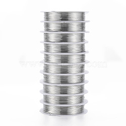 Round Copper Jewelry Wire, Platinum, 26 Gauge, 0.4mm, about 39.37 Feet(12m)/roll, 10 rolls/group(CWIR-S002-0.4mm-01)