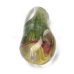 Transparent Glass Beads, Imitation Gemstones, Twist Teardrop, Olive Drab, 21.5~22x13x11~12mm, Hole: 1.4mm(GLAA-B012-26C)