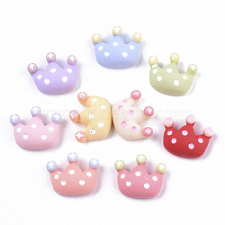 Opaque Resin Cabochons, Crown with Polka Dot, Mixed Color, 18x22x9mm(X-CRES-N022-89)