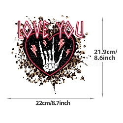 Valentine's Day Heat Transfer Film, Iron on Vinyl, for Garment Throw Pillow Accessories, Skull, 220x219mm(PW-WG17644-13)