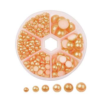 1Box ABS Plastic Imitation Pearl Dome Cabochons, Half Round, Goldenrod, 4~12x2~6mm, about 690pcs/box