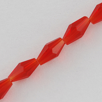 Glass Beads Strands, Faceted, Bicone, Red, 8x4x4mm, Hole: 1mm