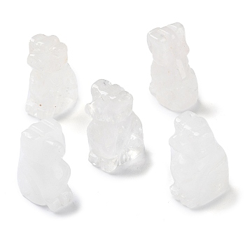 Natural Quartz Crystal Carved Healing Figurines, Reiki Energy Stone Display Decorations, Dog, 18~18.5x13x27~28mm