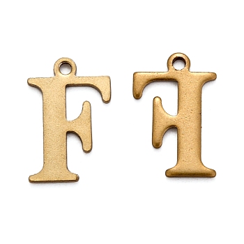 304 Stainless Steel Alphabet Charms, Antique Bronze, Letter.F, 12x8x1mm, Hole: 1mm