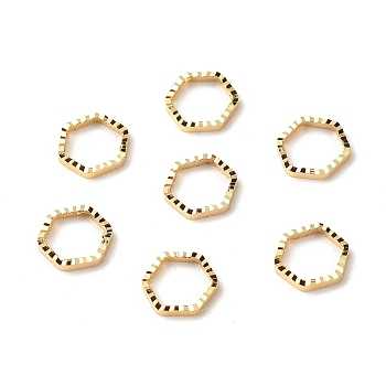 Brass Linking Rings, Long-Lasting Plated, Cadmium Free & Lead Free, Hexagon, Real 24K Gold Plated, 6x6.5x1mm, Inner Diameter: 5x5mm
