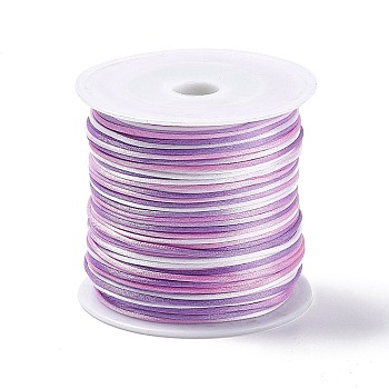 Segment Dyed Nylon Thread Cord, Rattail Satin Cord, for DIY Jewelry Making, Chinese Knot, Medium Orchid, 1mm
