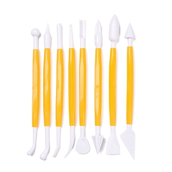 8Pcs Plastic Double Heads Modeling Clay Sculpting Tools Set, for Children DIY Pottery Clay Craft Supplies, Gold, 14.4~15.6x0.8~1.6cm, 8pcs/set