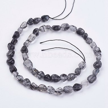Chapelets de perles en quartz rutile noir naturel(G-F439-08)-2