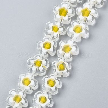 White Flower Millefiori Lampwork Beads