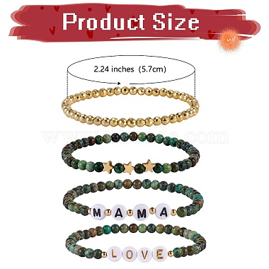 Love Mama Beads Stacking Stretch Bracelets Set for Mother's Day(BJEW-SZ0001-90)-2