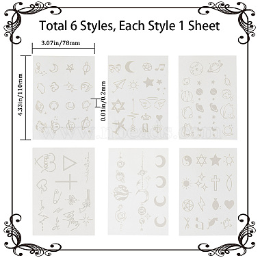 6 Sheets 6 Style Cool Sexy Body Art Removable Temporary Tattoos Paper Stickers(DIY-GF0007-13)-2