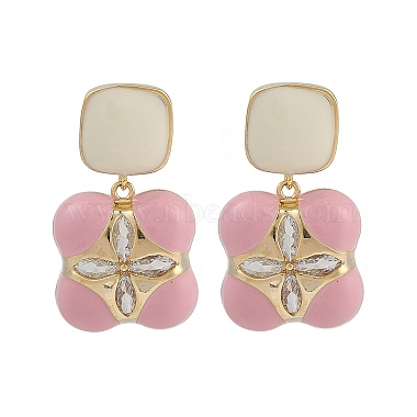 Flower Brass Enamel Stud Earrings for Women(EJEW-Q391-19G)-2