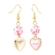 3 Pairs 3 Style Pink Alloy Enamel Charms & Resin Beads Dangle Earrings(EJEW-JE05030-03)-5