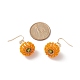 Wood & Seed Beaded Pumpkin Pendant Dangle Earring(EJEW-JE05183)-2