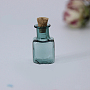 Mini High Borosilicate Glass Bottle Bead Containers, Wishing Bottle, with Cork Stopper, Cuboid, Teal, 1.4x2.5cm