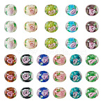 44Pcs 11 Colors Handmade Lampwork Inner Flower Rondelle Beads, with Gold Powder, Mixed Color, 8~10x10~11mm, Hole: 0.9~1.4mm, 4pcs/colors(LAMP-TA0002-74)
