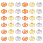 150Pcs Opaque Resin European Beads, Large Hole Beads, Rondelle with Silver Color Plated Brass Cores, Mixed Color, 13.5x8.5mm, Hole: 4.5mm(RESI-TA0004-61A)