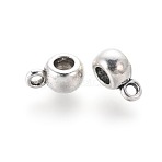 Tibetan Style Tube Bails, Loop Bails, Bail Beads, Cadmium Free & Lead Free, Antique Silver, 9x6x4mm, Hole: 1.5mm, Inner Diameter: 3mm(WAB017H-AS-RS)