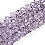 Transparent Baking Paint Glass Beads, Faceted, Rondelle, Medium Purple, 8x6mm, Hole: 1.4mm(X1-DGLA-A034-T8mm-D07)