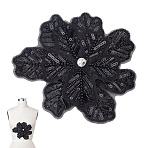 3D Polyester Embroider Thread Iron on/Sew On Patches, Cloth Appliques, Black, 180x200x8mm(PATC-WH0023-21A)