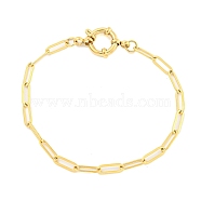 304 Stainless Steel Paperclip Chain Bracelets for Women, Real 18K Gold Plated, 7-1/8 inch(18.2cm)(BJEW-Q344-03G)