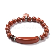 Natural Jasper Beads Charm Bracelets, Heart, 2-1/4 inch(56mm)(BJEW-K164-B04)