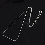 Sterling Silver Necklaces, Cable Chains, with Spring Ring Clasps, Thin Chain, Platinum, 18 inch, 1mm(X-STER-M034-32B)