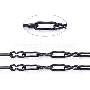 304 Stainless Steel Link Chains, Paperclip Chains, Soldered, with Spool, Electrophoresis Black, Square Link: 1.8x5x0.5mm, 8 Sharped Link: 2.1x4.6x0.5mm, about 65.61 Feet(20m)/roll(CHS-D032-04B)
