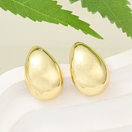 Rack Plating Brass Teardrop Stud Earrings, Real 18K Gold Plated, 18x11.5mm(EJWE-Q766-03G)